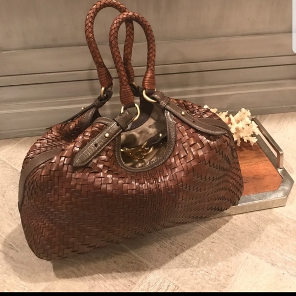 COLE HAAN woven leather handbag w/dust bag - Picture 2 of 12